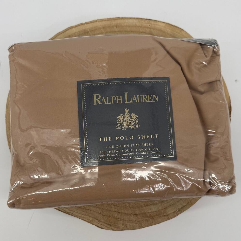NWT Ralph Lauren Queen Flat Sheet in Fawn Brown Neutral Vintage